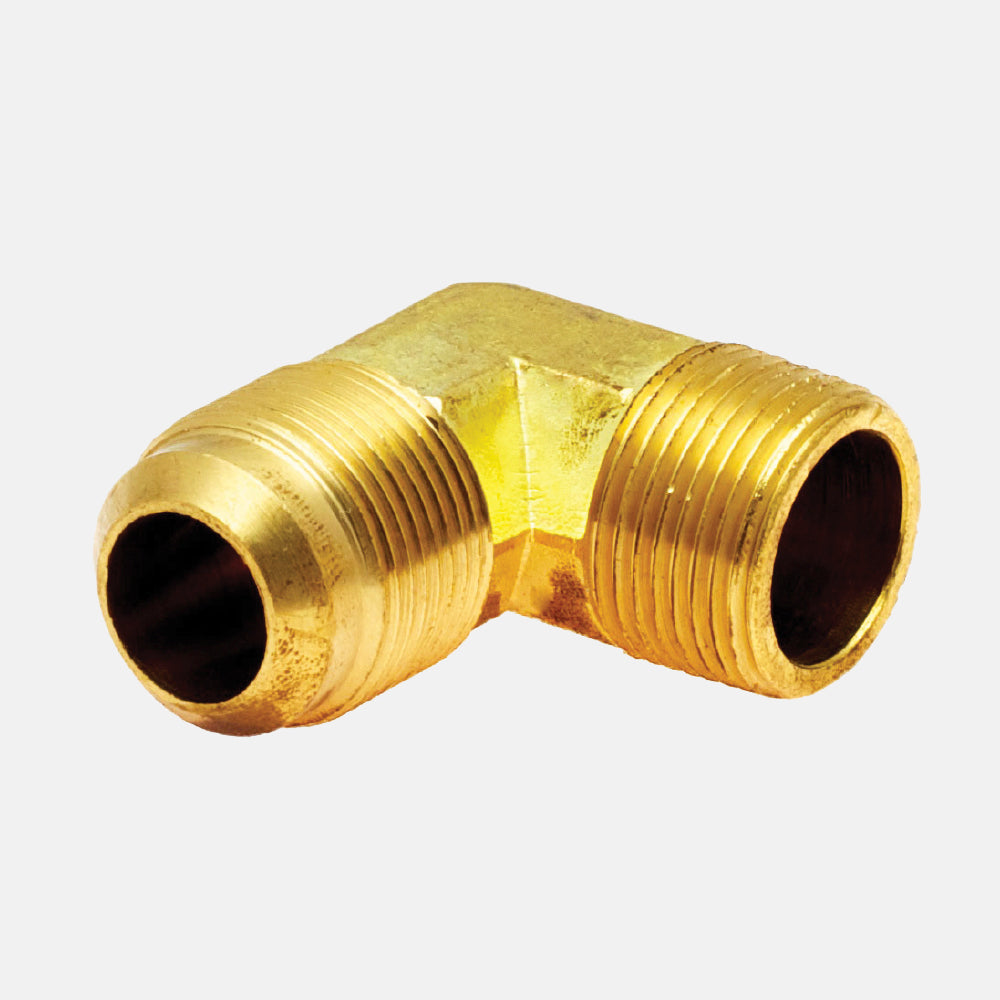 49F Brass Connection, Male Flared - Male NPT 90°