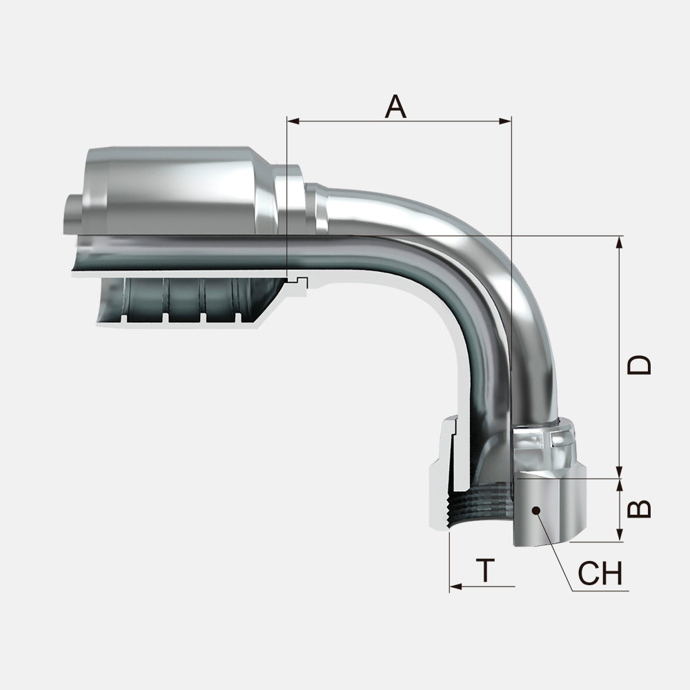 FHOF90T Hembra Giratoria a 90º ORFS