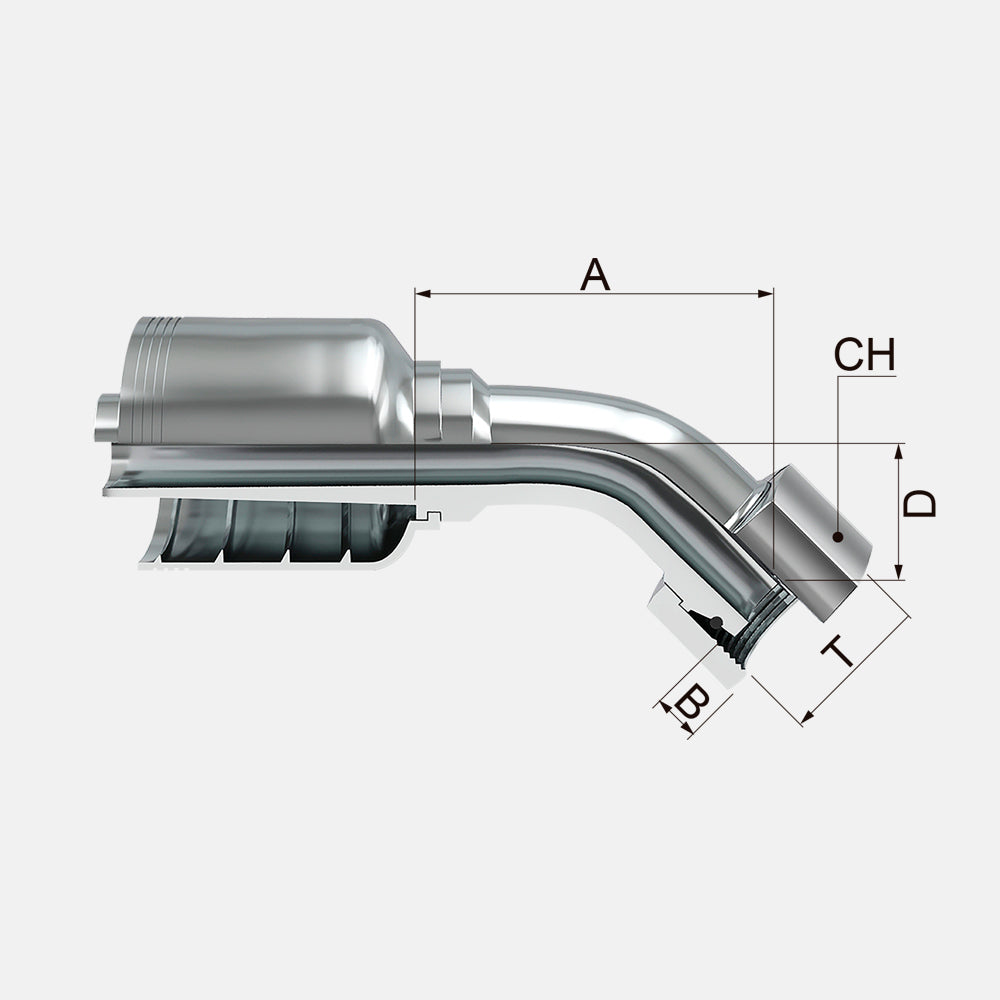 FJRUL45T Female 45° Metric 24° Taper Light Series