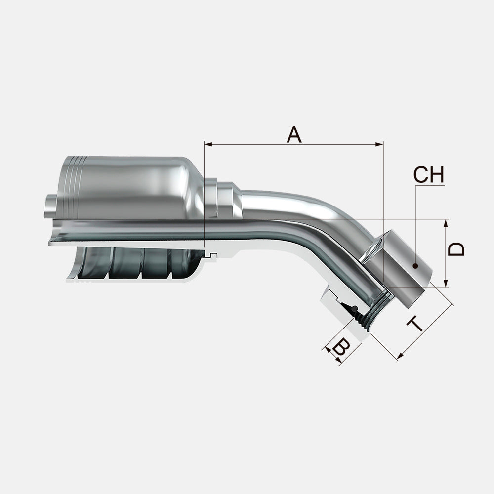 FJRUS45T 45º Female Metric 24º Cone Heavy Series