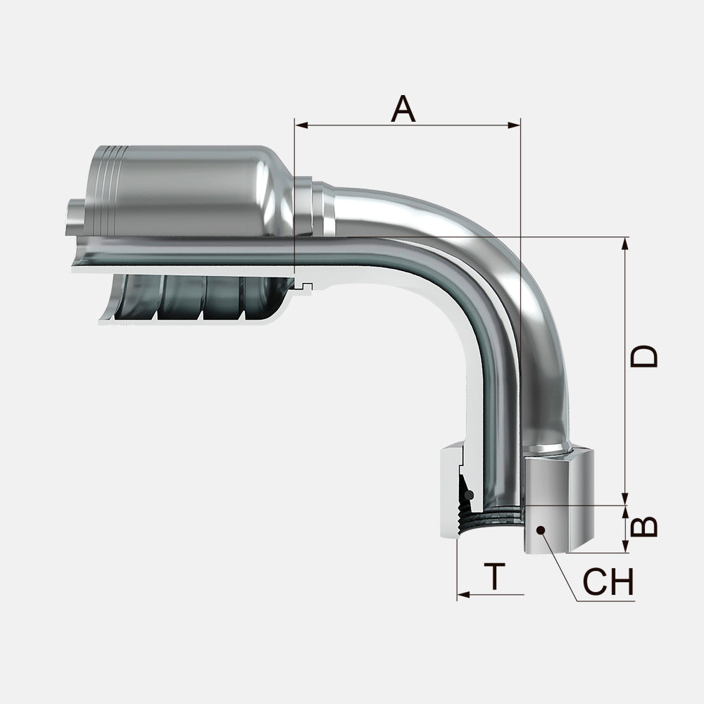 FJRUS90T Female 90° Metric 24° Taper Heavy Series