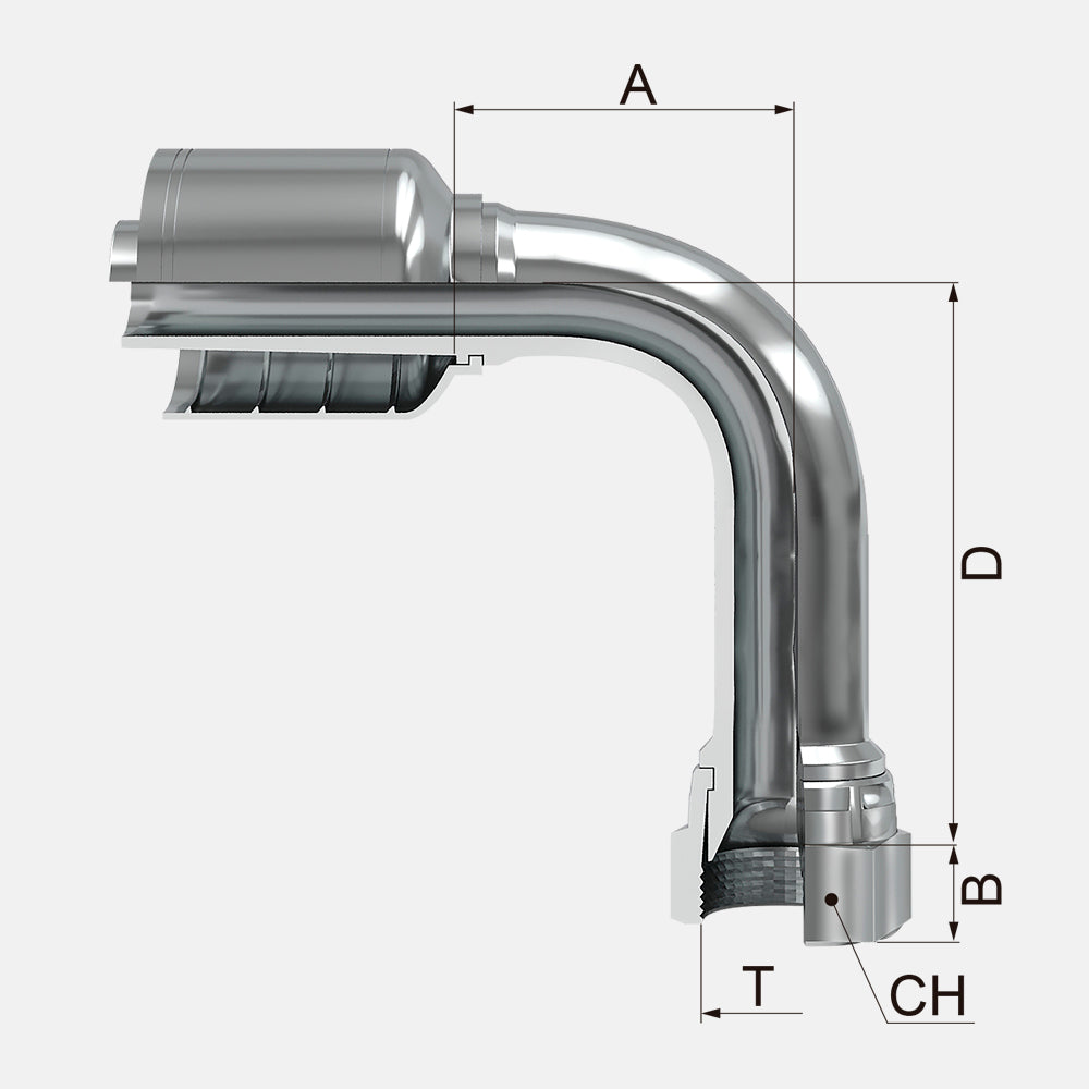 FKFJ90TL Hembra Giratoria 90º JIC 37º Codo Largo