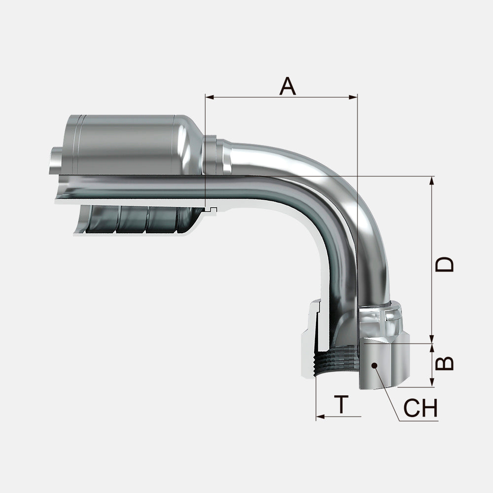 FKOF90T 90° Rotating Female ORFS