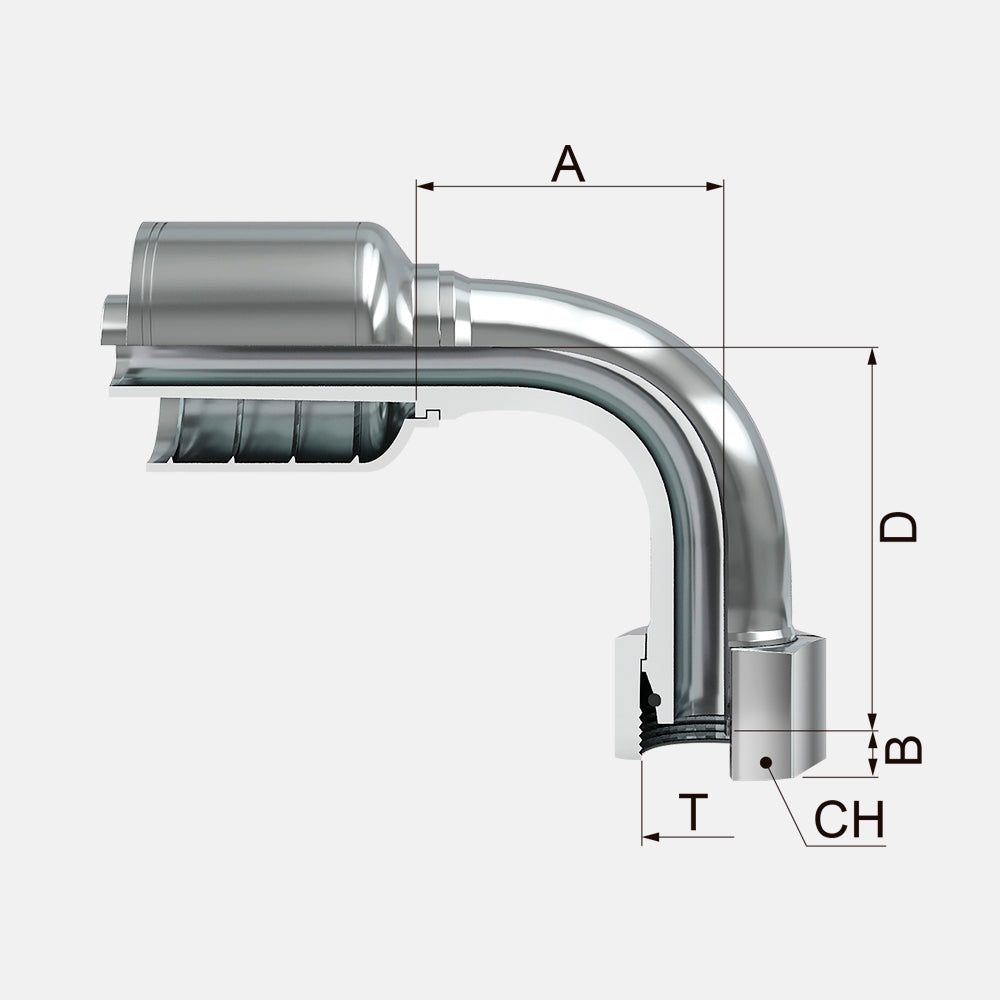 FKRUL90T Female 90° Metric 24° Taper Light Series