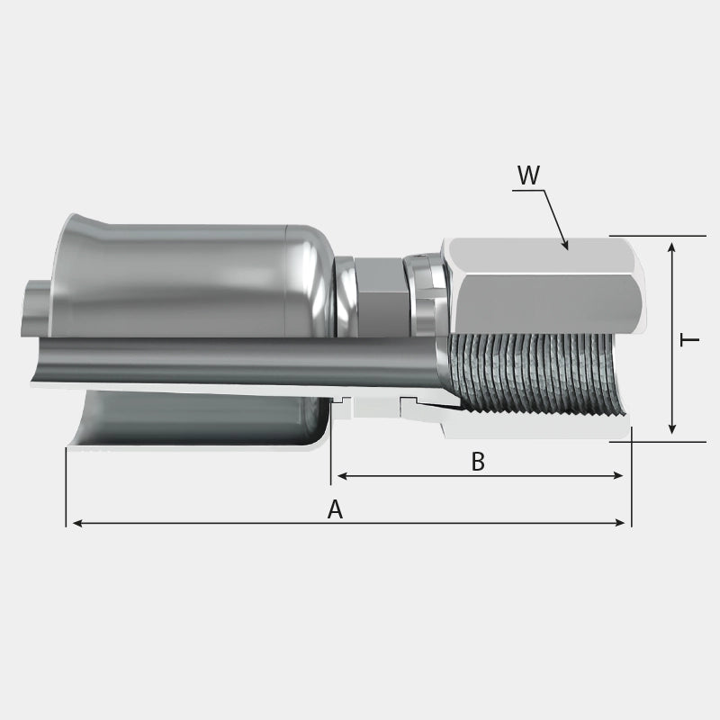 FRFJ Female Swivel Straight JIC 37º With Iron Ferrule For R5T